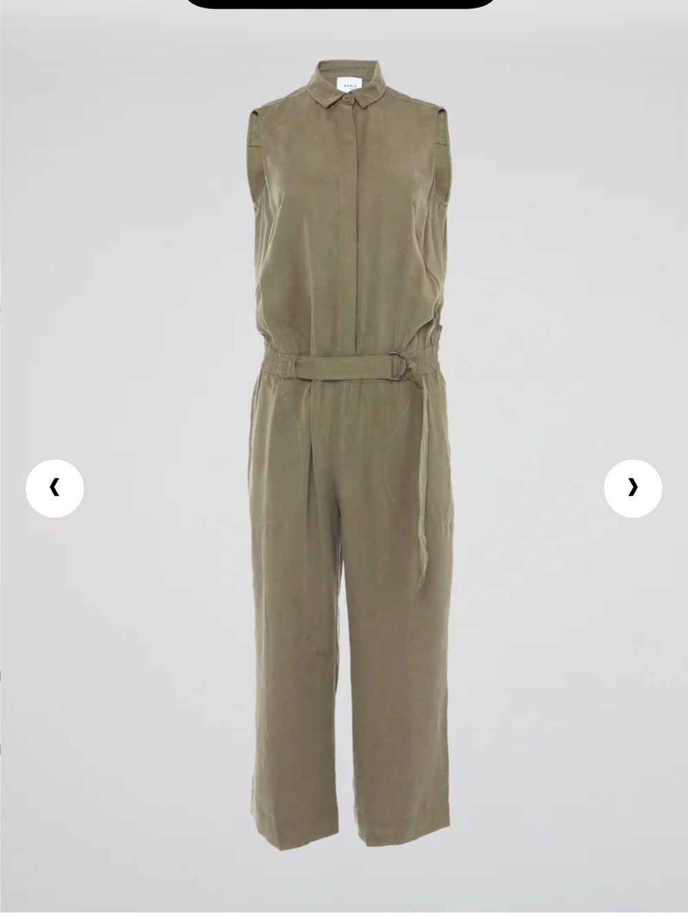 Akris Punto Olive Green Wide-Leg Elastic-Waist Jumpsuit